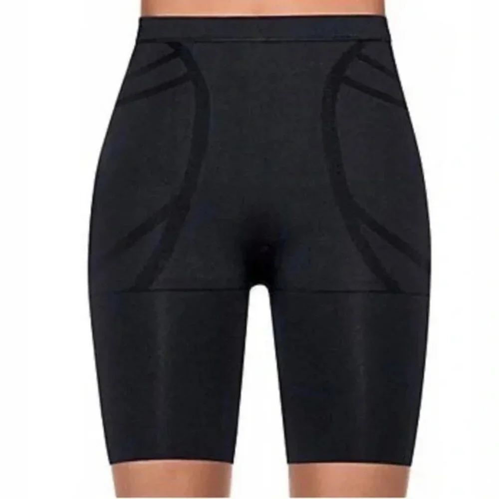 Spanx Shapewear XL Mid Thigh Shaper Slimmer & Shine High Waist Compression Black